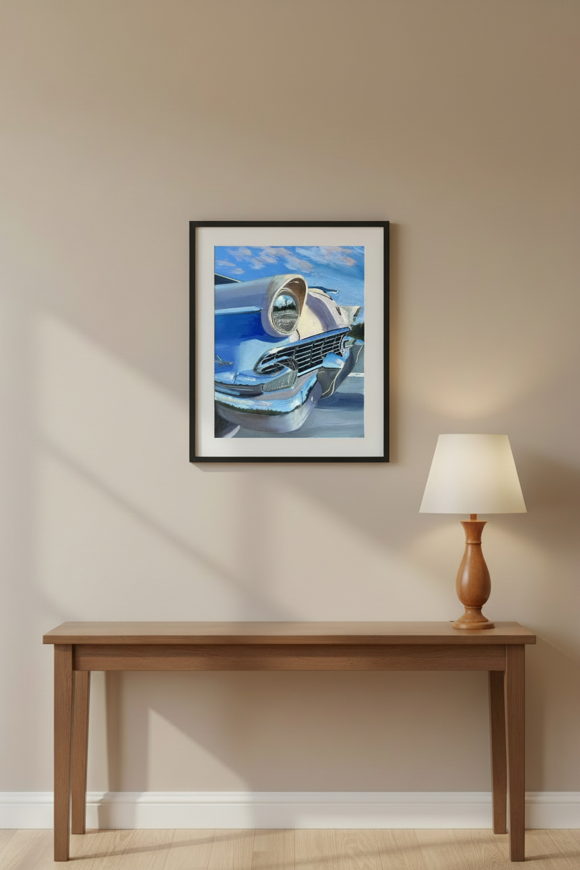 Wall mockup with the two smaller paintings removed
